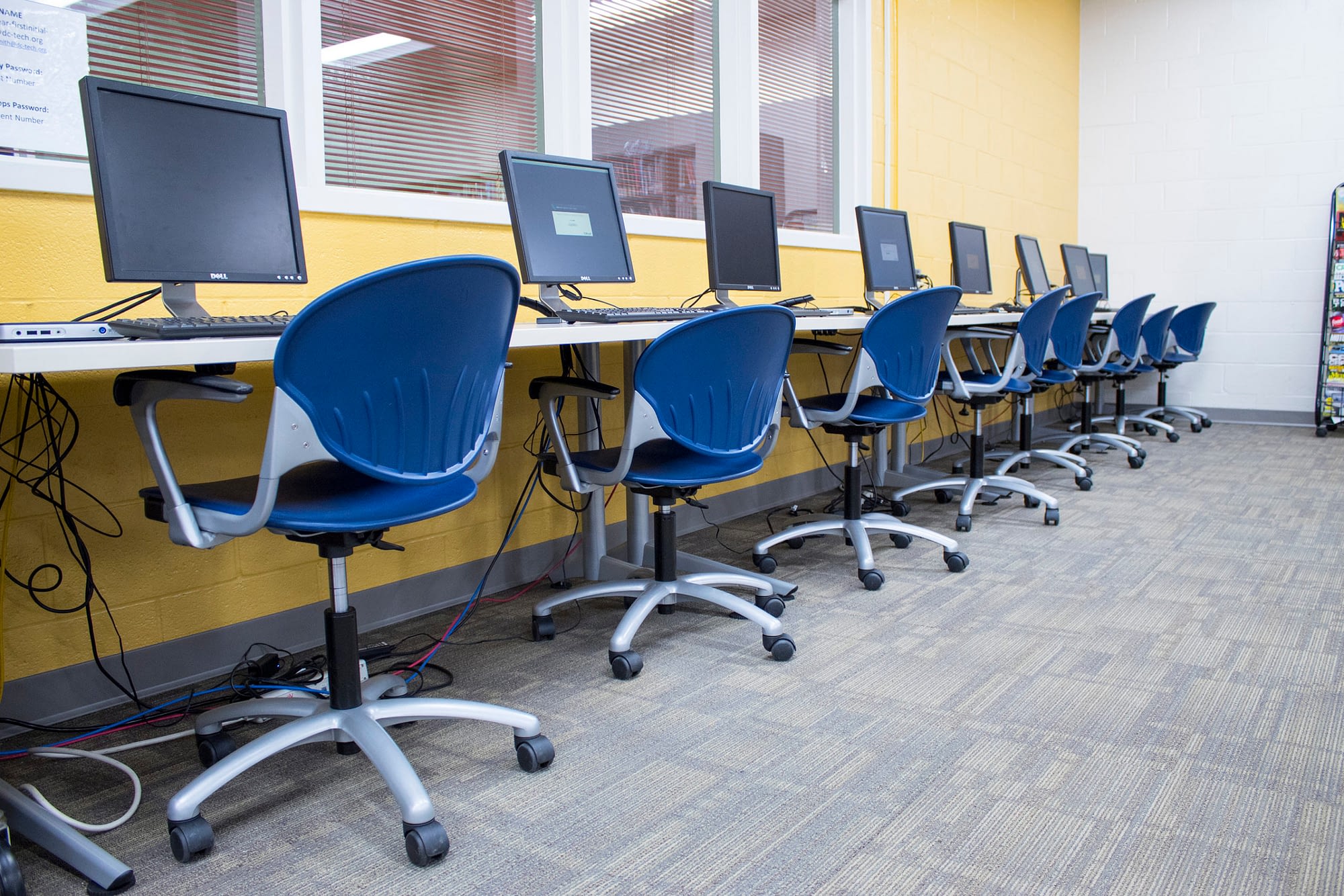 Blue Cinch Chairs and Footings Chairs with Computers